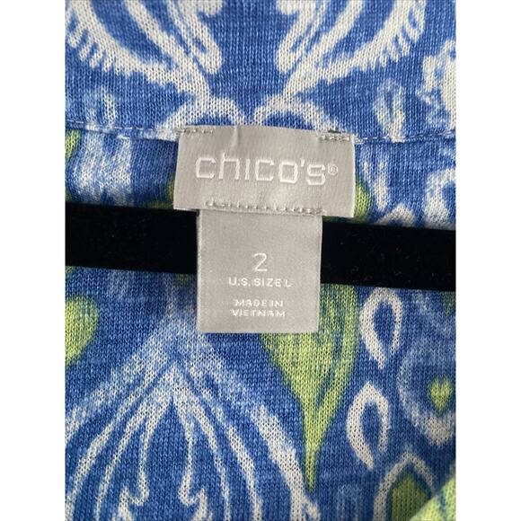 Chicos 2 Womens Large Knit Linen Tunic V Neck Blouse - Picture 5 of 7
